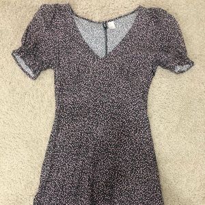 DIVIDED Mini Black Dress with Floral Print